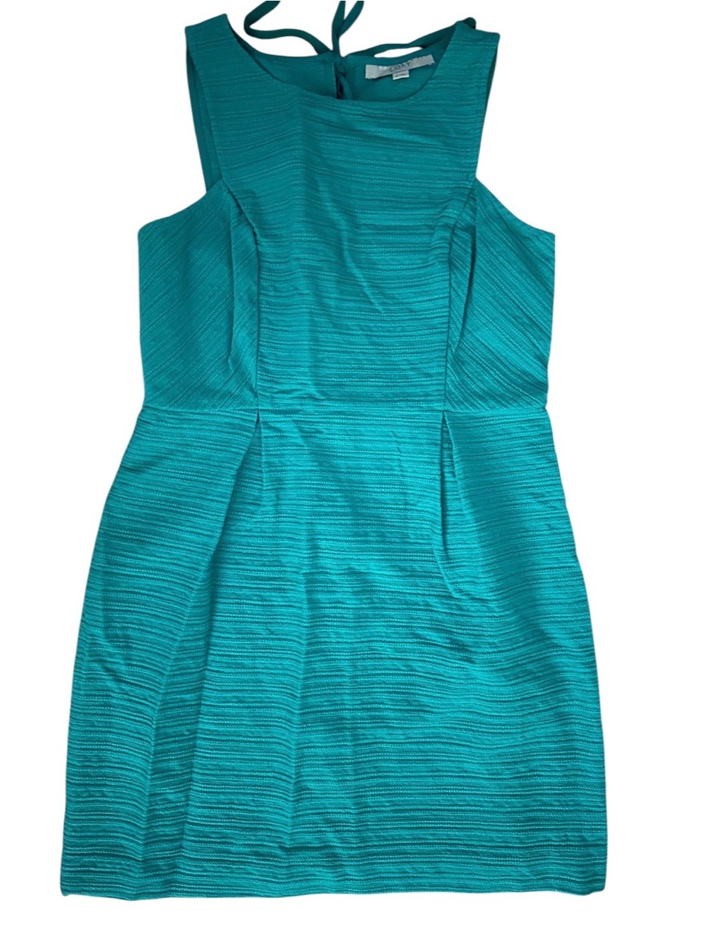 Loft Sleeveless Teal Textured Sheath Dress 6